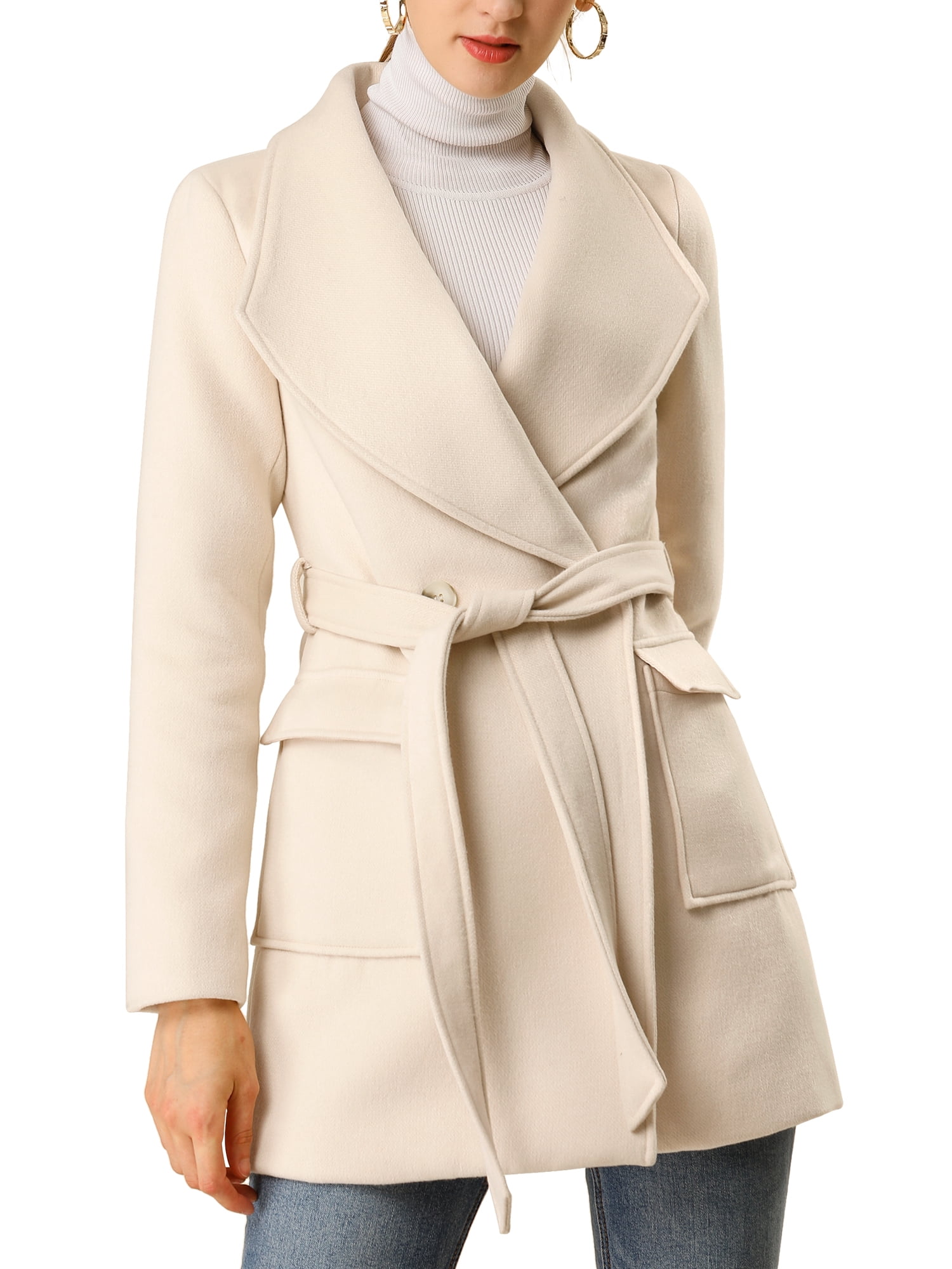 Allegra K - Allegra K Women's Shawl Collar Lapel Belted Coat with ...