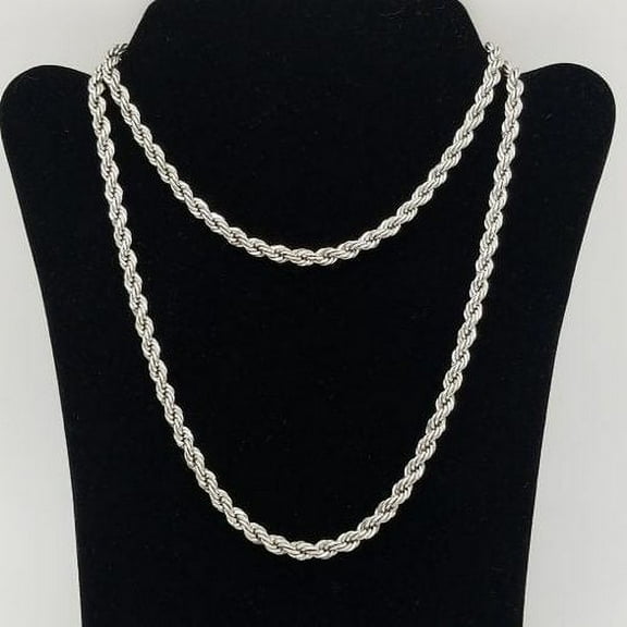 SOLID UNISEX STERLING SILVER ROPE CHAIN 24''