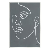 Stupell Industries Grey Minimal Doodle Face Girl Graphic Art Unframed Art Print Wall Art, Design by Moira Hershey