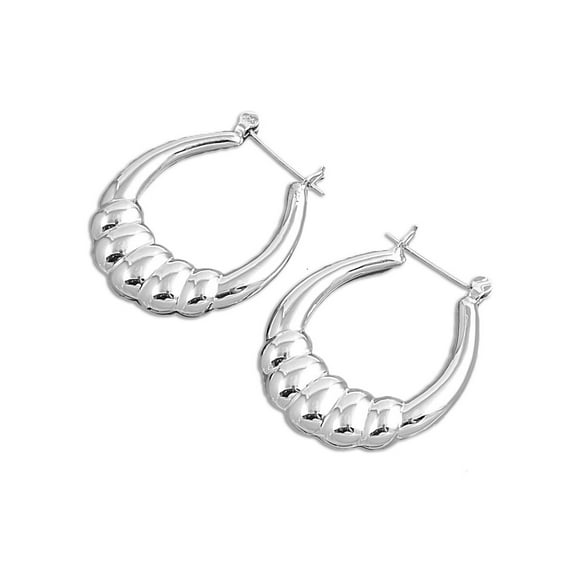 U-Shaped Shell Hollow Hoop Earrings Sterling Silver