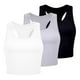 thumbnail image 1 of Conjunto de 3 camisetas sin mangas para mujer: camisetas de entrenamiento sin costuras con ribetes, camisetas cortas sin mangas, ropa informal/de playa/de deporte, 1 of 3