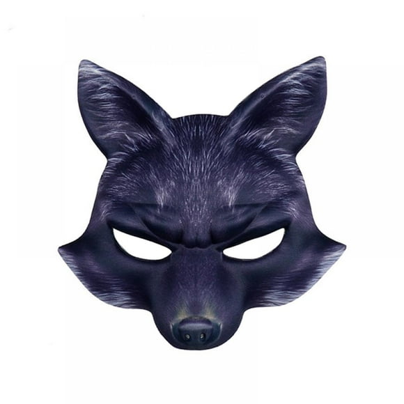 Bangus Halloween Fox Half Mask Cosplay Animal Face Mask Realistic EVA Party Mask for Halloween Cosplay Costume Accessory