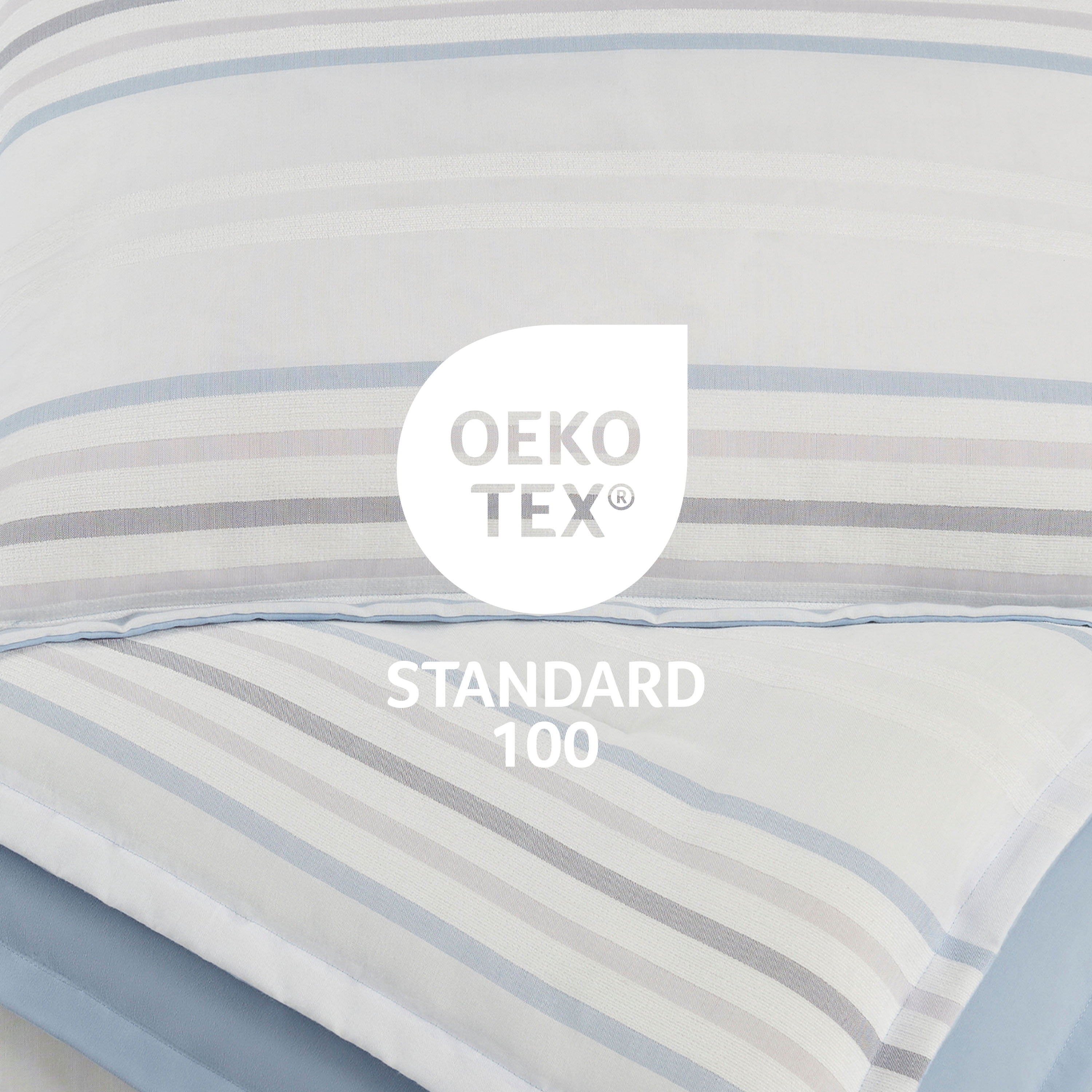 Vellux Bergen Striped 2-Piece Cotton Comforter Set, Down Alternative, Twin, Blue