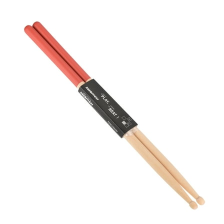 Maple Wood Drumstick 7A Anti Slip Handle Grips Drum Stick Red for Drumming Musical, 1 Pair