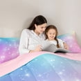 thumbnail image 5 of jejeloiu Rainbow Star Pattern 7-Piece Twin Bedding Sets Kids,Abstract Galaxy Bedding Comforter Set For Girls,Reversible, 5 of 7