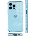 thumbnail image 4 of for iPhone 14 Pro Case Love Heart Plating Electroplate Luxury Elegant Camera Protector Soft TPU Shockproof Protective Corner Back Cover Designed for iPhone 14 Pro Case -Blue, 4 of 12