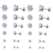 GeweYeeli 12 Pairs of Sparkling Shining Crystal Women Earrings Set Men Rhinestones Stud Ear Rings Girl Gift Jewelry