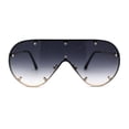 thumbnail image 1 of Metal Stud Brow Line Flat Top Rimless Shield Racer Sunglasses Gold Smoke, 1 of 4