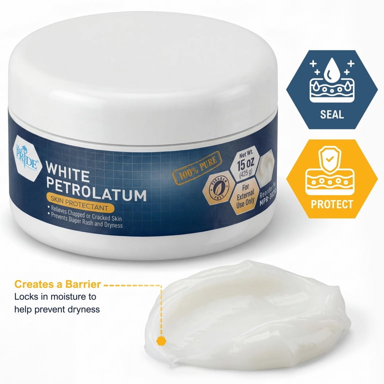 MEDPRIDE Pure White Petroleum Jelly 15oz – Skin Protectant