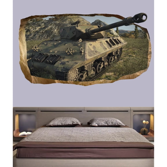 Startonight 3D Mural Wall Art Photo Decor Tank Warrior Amazing Dual View Surprise Wall Mural Wallpaper for Bedroom Movies Wall Art Large 47.24 ?? By 86.61 ??