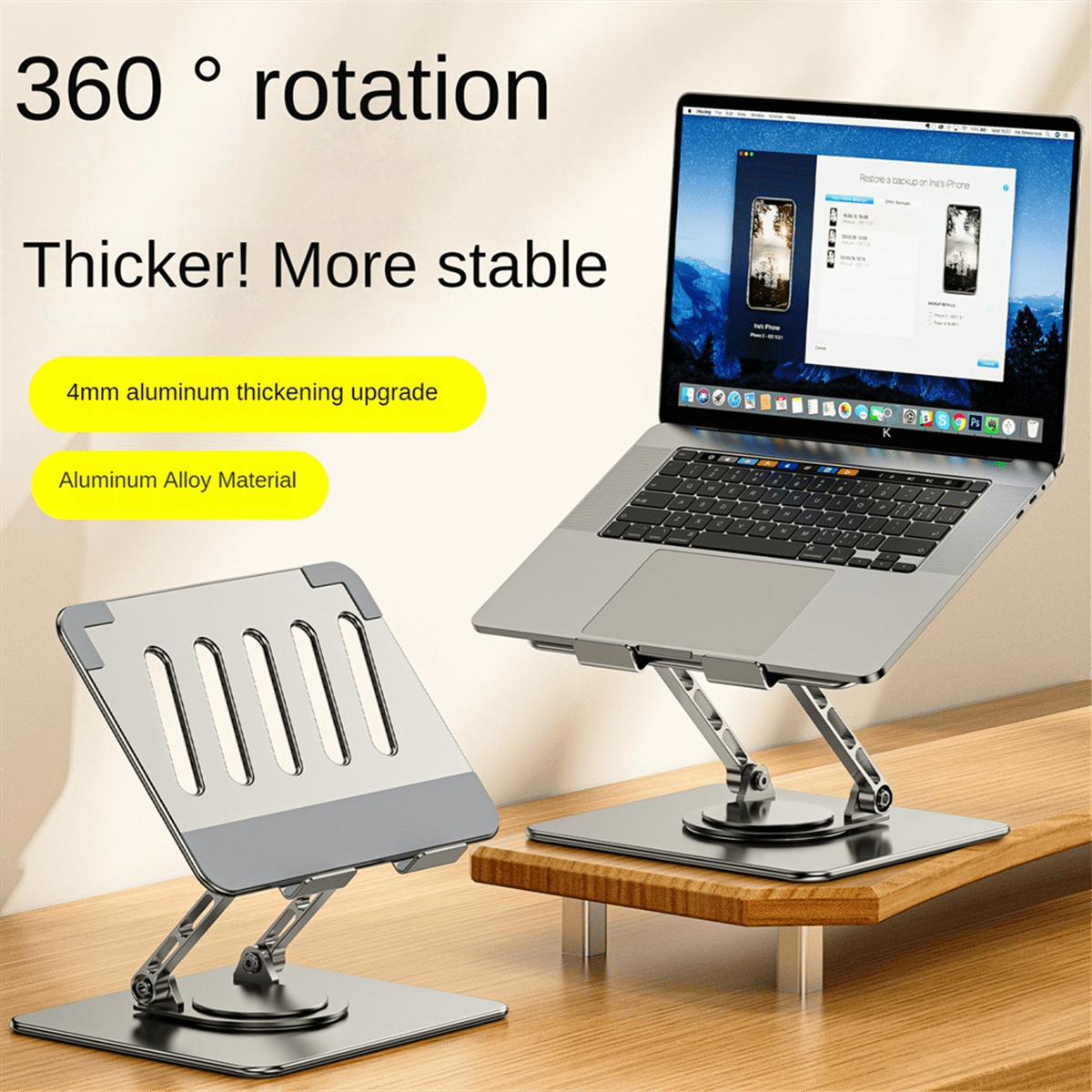 Laptop Stand Foldable 360° Rotatable Notebook Holder Liftable Aluminum Alloy Stand Compatible with 7-17 Inch Laptop,1 x Laptop Stand