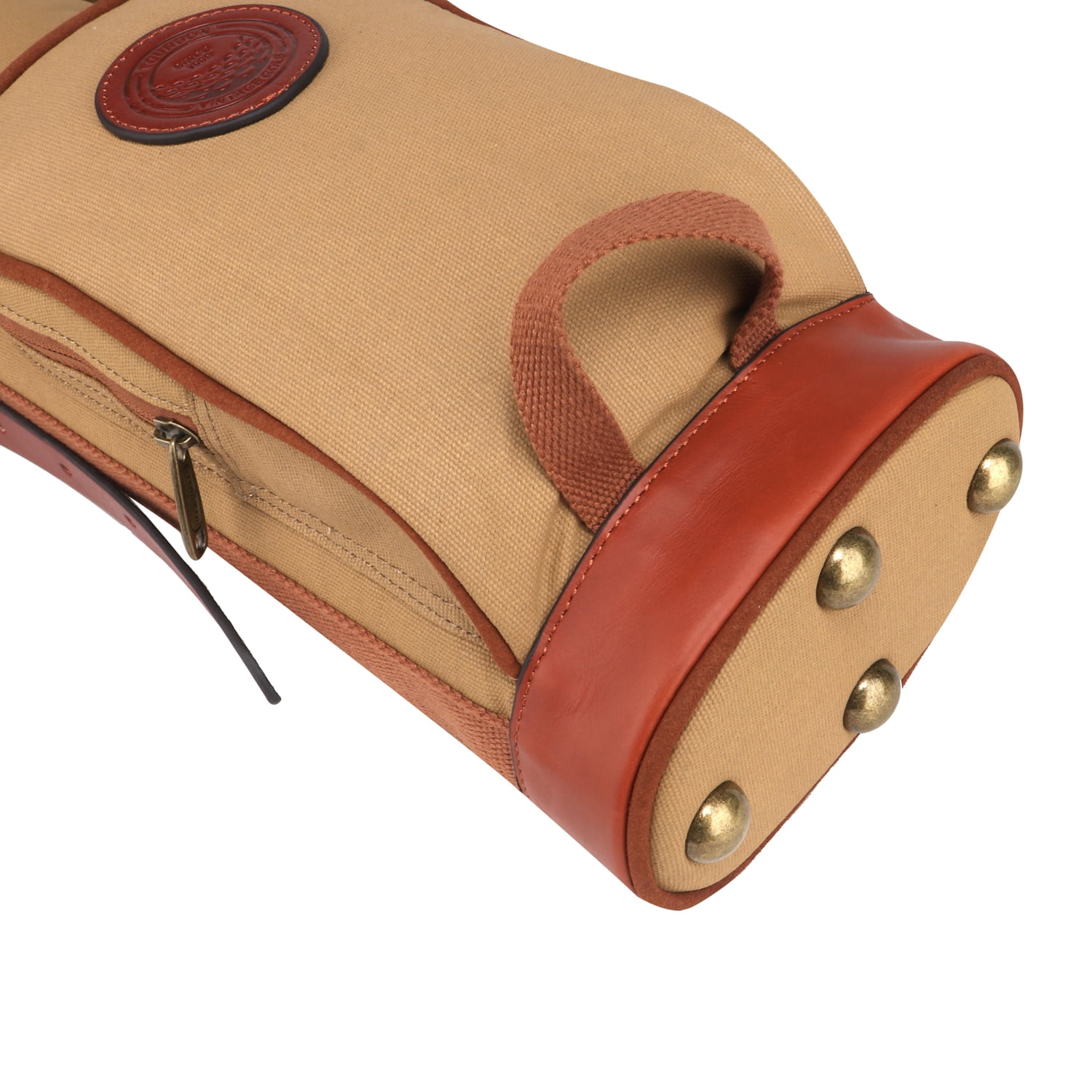 TOURBON Canvas & Leather Golf Club Carry Bag Khaki Golf Sunday Carrier Fleece Padded Pencil Style 89CM