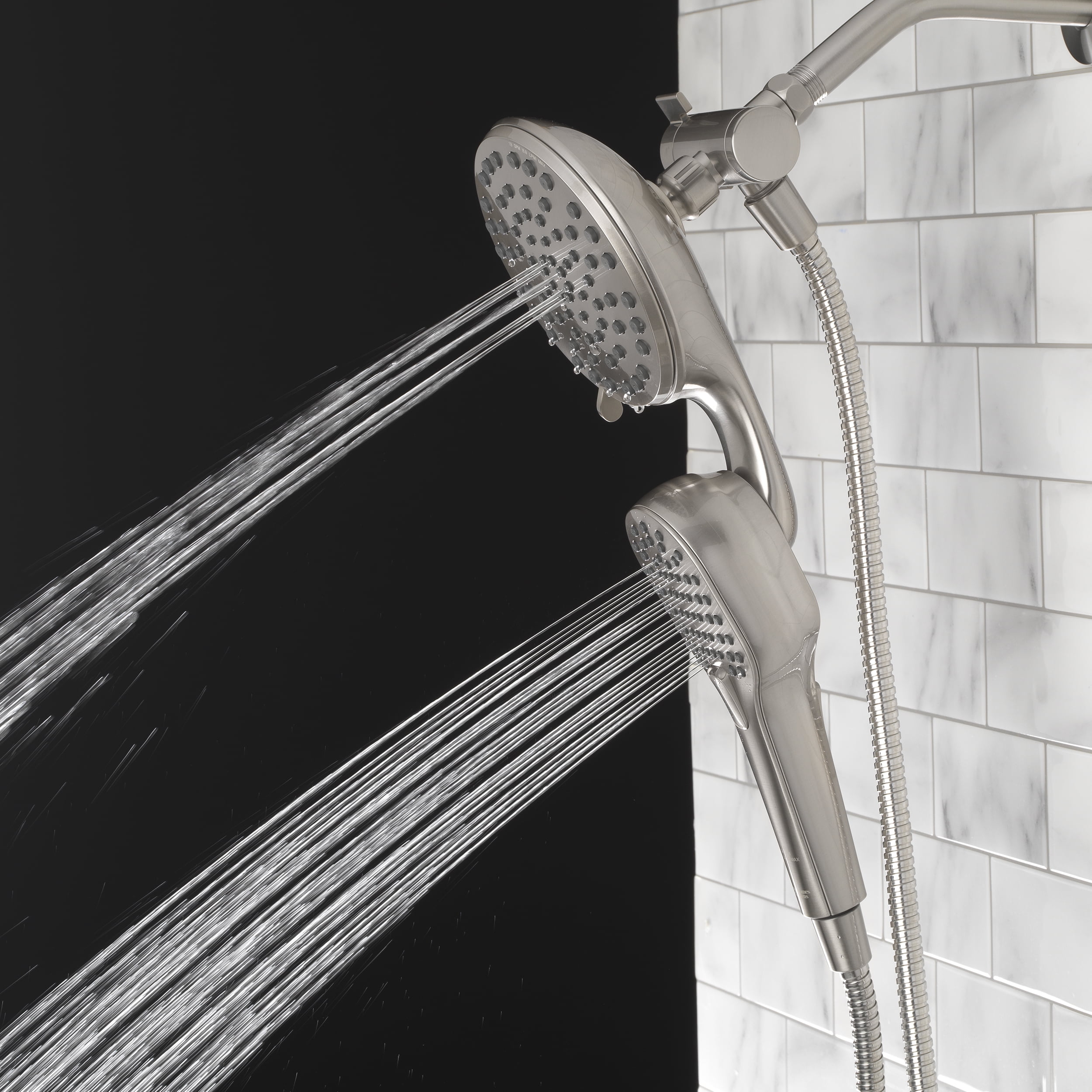 Better Homes & Gardens Magnetic Dual Showerhead Combo, 4-Spray, Satin Nickel