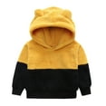 thumbnail image 2 of SonxaHe Toddler Boy Hooded Sweatshirt Flannel Long Sleeve Patchwork Fleece Warm Soft Cozy Winter Hooded Sweatshirt Yellow,Sized 3-4, 2 of 6