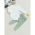 thumbnail image 5 of Baby Boy 2 Piece Outfit 3 6 12 18 24M Solid Color Ribbed Button Long Sleeve Rompers and Elastic Pants Fall Spring Clothes, 5 of 10
