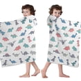 thumbnail image 4 of Colorful Dinosaur Assortment Pattern Hooded Bath Towel，60"x35" for Ages 3 To 12 Kids, Quick Dry Lightweight Soft Microfiber Hood Beach Towel Cover Up for Kids, 4 of 7
