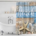thumbnail image 3 of Starfish Shower Curtain, Waterproof Shower Curtains for Bathroom, Blue Brown Ocean Shell Coral Farmhouse Washable Fabric Bathtub Curtain Set Bath Decor with 12 Hooks 72"x78", 3 of 8