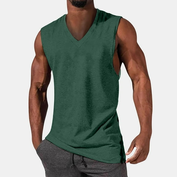 Aueoeo Tank Top Men Sleeveless V Neck Soft Lightweight Vests Gym Workout Beach Casual Muscle Shirts