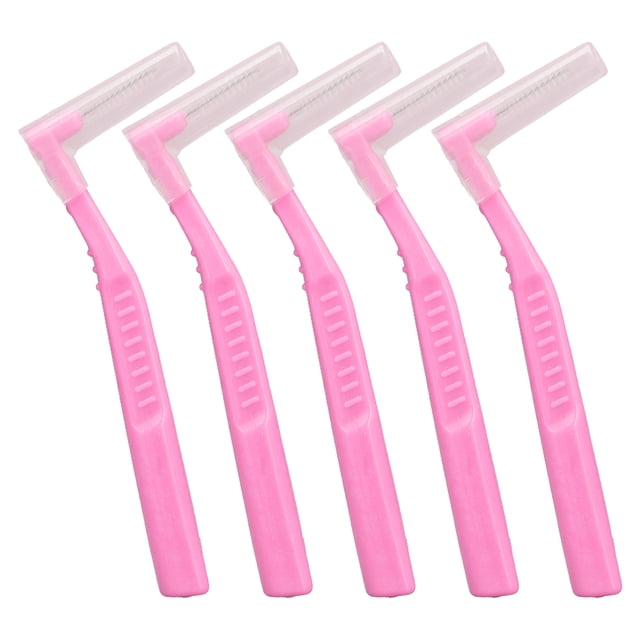 Interdental Brush, Flexible Portable L Shaped Interdental Brushes Professional Fine Texture For Tooth Care Pink