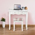 thumbnail image 3 of Gymax Bathroom Wood Vanity Makeup Dressing Table Stool Set White, 3 of 10