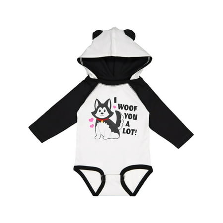 

Inktastic I woof you a lot with Husky Dog Illustration Gift Baby Boy or Baby Girl Long Sleeve Bodysuit