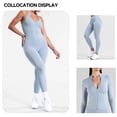 thumbnail image 6 of Women's V-Neck Tank Top with Built-in Bra - Fitted Long Cami Casual Basic Sleeveless Shirt for Layering or Workout Blue L, 6 of 6