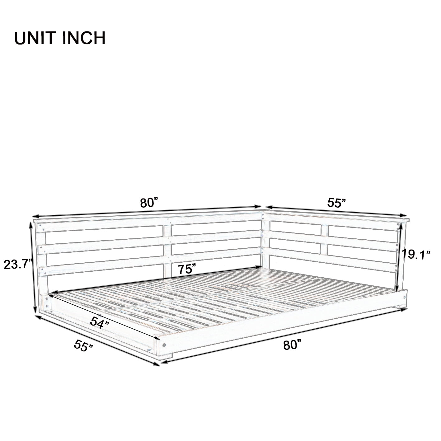 Euroco Acacia Wood Swing Bed with Hemp Rope Suspension, 350lbs Weight Capacity, Open-Side Minimalist Design, Easy Setup