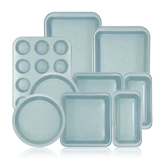 Bakeware Set Baking Pan Set Non-Stick Kitchen Oven Round/Square Cake Pan, Muffin Pan, Baking Pan, Cookie Sheet Set Baking Supplies Christmas Blue Snowflake Pattern
