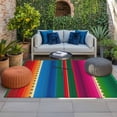 thumbnail image 2 of Mexican Stripes Outdoor Rug for Patio/Deck/Porch, Non-Slip Large Area Rug 4 x 6 Ft, Blue Boho Red Green Orange Art Simple Indoor Outdoor Rugs Washable Area Rugs, Reversible Camping Rug Carpet Runner, 2 of 8
