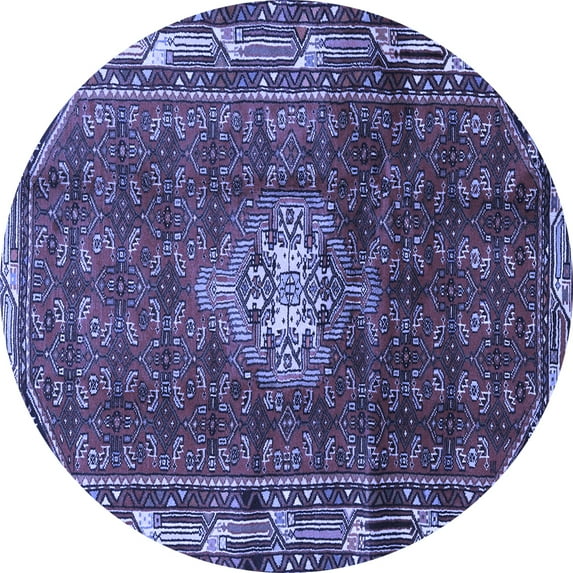 Ahgly Company Machine Washable Indoor Round Persian Blue Traditional Area Rugs, 5' Round