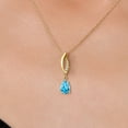 thumbnail image 3 of Gem Stone King 10K Yellow Gold Swiss Blue Topaz and Lab Grown Diamond Pendant Necklace for Women | 0.80 Cttw | Gemstone November Birthstone | Pear Shape 7X5MM | With 18 inch Chain, 3 of 6