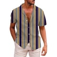 thumbnail image 1 of Camisas Oversize Hombre Camisa de Hombre Camisa de Manga Corta con Botones Camisa Informal con Estampado de Playa de Verano a para Hombre Top (Dark Blue, M), 1 of 5