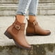 thumbnail image 3 of NECHOLOGY Botas Mujer Adulto Femenino Zapatos Botines de mujer Botas de tobillo para mujer, simples, de color sólido, cómodas, con tacón grueso, de medio cilindro, , de talla grande (Brown, 7), 3 of 6
