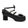thumbnail image 4 of YOWMNS Women's Kawaii Platform Ankle Strap Chunky Heel Mary Jane Pumps Cute Closed Toe Goth Strappy Bow Lace Party Dress Shoes (Black, 10.5), 4 of 5