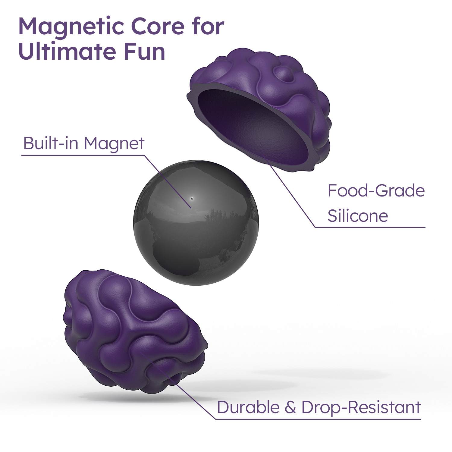 DIDUBUY 6-Pack Magnetic Fidget Balls, Purple photo 5