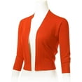 thumbnail image 2 of Cielo Women's 3/4 Sleeve Solid Open Front Cropped Bolero Shurug Light Cardigan, 2 of 3