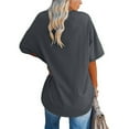 thumbnail image 4 of GEWSEY Womens Oversized Tees Loose T Shirts Half Sleeve Crew Neck Color Block Cotton Tunic Tops Grey, XL, 4 of 5