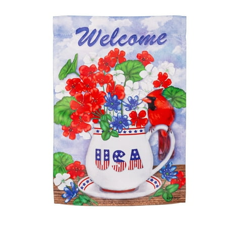 Evergreen Suede Textured Garden Flag - Floral Cardinal, 12.5 x 18 inch Double Sided