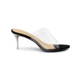 thumbnail image 3 of BLISSFUL STEP Women's Clear Strap Stiletto Heels Sandals Black 7, 3 of 8