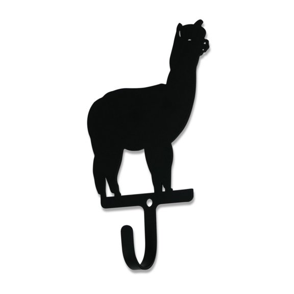 Metal Wall Hook with Alpaca Accent, Small, Black