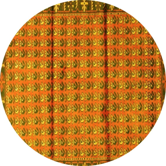 Ahgly Company Machine Washable Indoor Round Persian Yellow Traditional Area Rugs, 7' Round