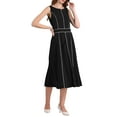 thumbnail image 4 of INSPIRE CHIC Womens A-Line Sleeveless Dress Contrast Trim Wear to Work Cocktail Fit & Flare Dresses S Black, 4 of 5