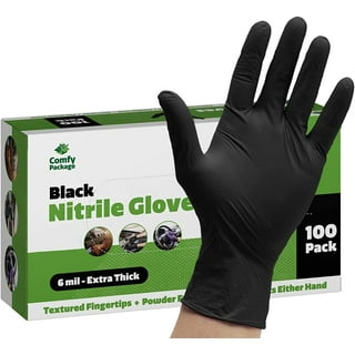 Dura-Gold HD Black Nitrile Disposable Gloves, Box of 100, Size X-Large, 6  Mil - Latex Free, Powder Free, Textured Grip 1 X-Large (Pcak of 100)