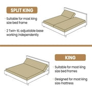 SHA CERLIN Upholstered Split King Size Ergonomic Adjustable Bed Frame with Motor 1.0, Motorized Head, Foot Incline & Wireless Remote Control, Adult