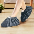 thumbnail image 2 of Dusknt Indoor flannel shoe covers can be washed and reused, thickened, non-slip, wear-resistant, sound-absorbing and warm shoe covers E-elegant gray, Apron Sleeve,, 2 of 6