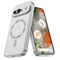TELASO for Google Pixel 9 Case Compatible with Mag-Safe 6.3" Magnetic Plated Slim Thin Non-Yellowing Clear Transparent Shockproof Soft Tpu Electroplated Bumper Phone Case for Pixel 9 Silver