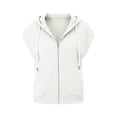 thumbnail image 7 of ClodeEU Women's Hooded Sleeveless Zip Up Vest,Casual Loose Waistcoat with Pocket White,Women's Plus S, 7 of 7