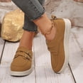 thumbnail image 2 of Suede Loafers for Women Casual Round Toe Double Buckle Strap Platform Lug Sole Slip on Orthopedic Walking Shoes Brown Size 8, 2 of 8