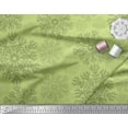 thumbnail image 3 of Soimoi Green Moss Georgette Fabric Snow Flakes Floral Print Sewing Fabric Yard 42 Inch Wide, 3 of 3