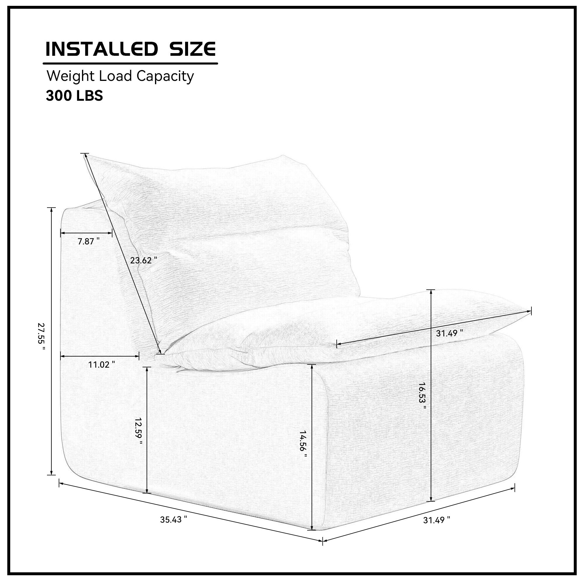 AENKYO Modern Accent Lounge Chair, Comfy Armless Foam Lazy Sofa with Washable Cover, Living Room & Bedroom, Cream White